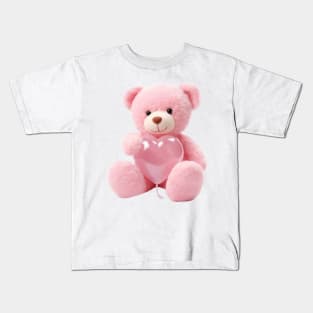 Cute Pink Teddy Bear with Heart Kids T-Shirt